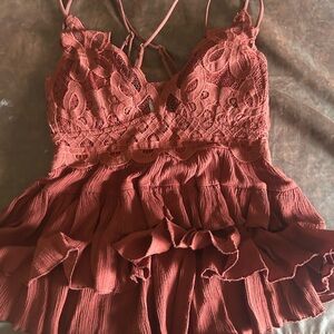 Zenana Outfitters Maroon Lace Top